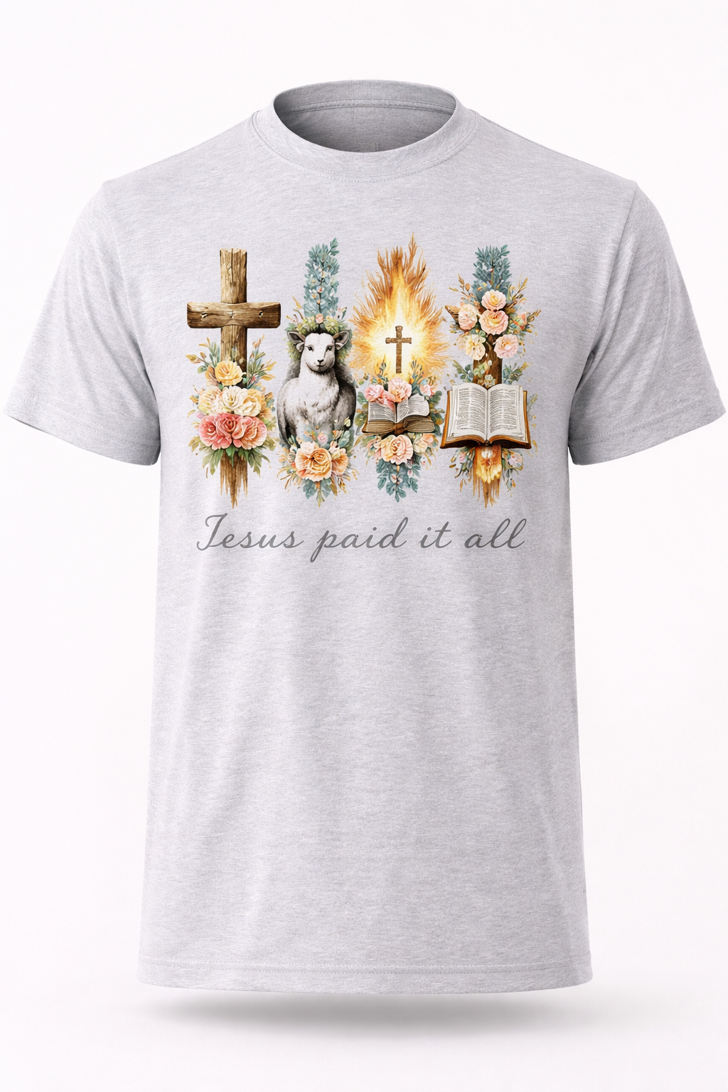 Jesus Paid It All Christian Floral Cross T-Shirt