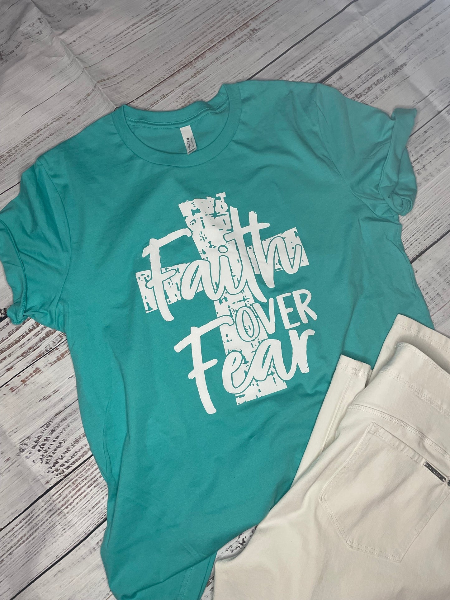 FAITH OVER FEAR CROSS TEE