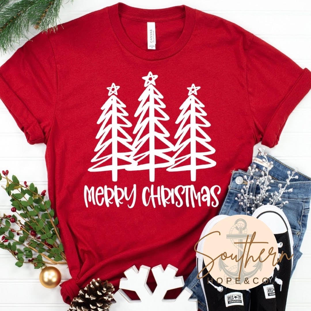 MERRY CHRISTMAS TREE WHITE TEE