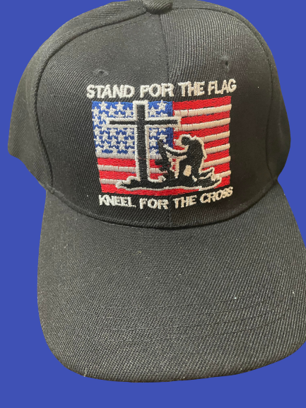 STAND FOR THE FLAG KNEEL FOR THE CROSS HAT BLACK